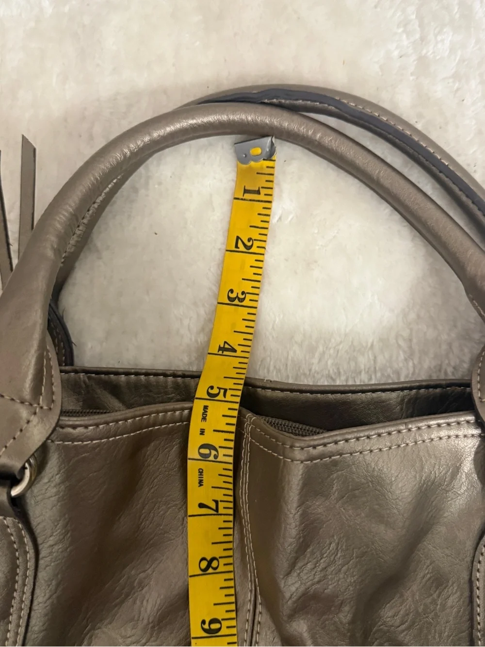 Mondani Metallic Pewter Hobo with Silver Accents Shoulder Bag Large